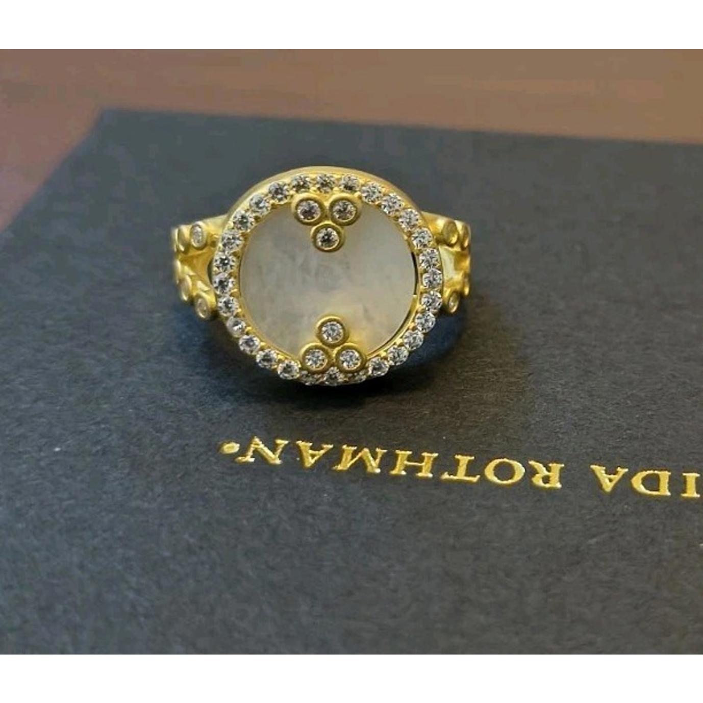 Freida Rothman Imperial Round Statement Mother Of Pearl Ring Size 6 New 105$